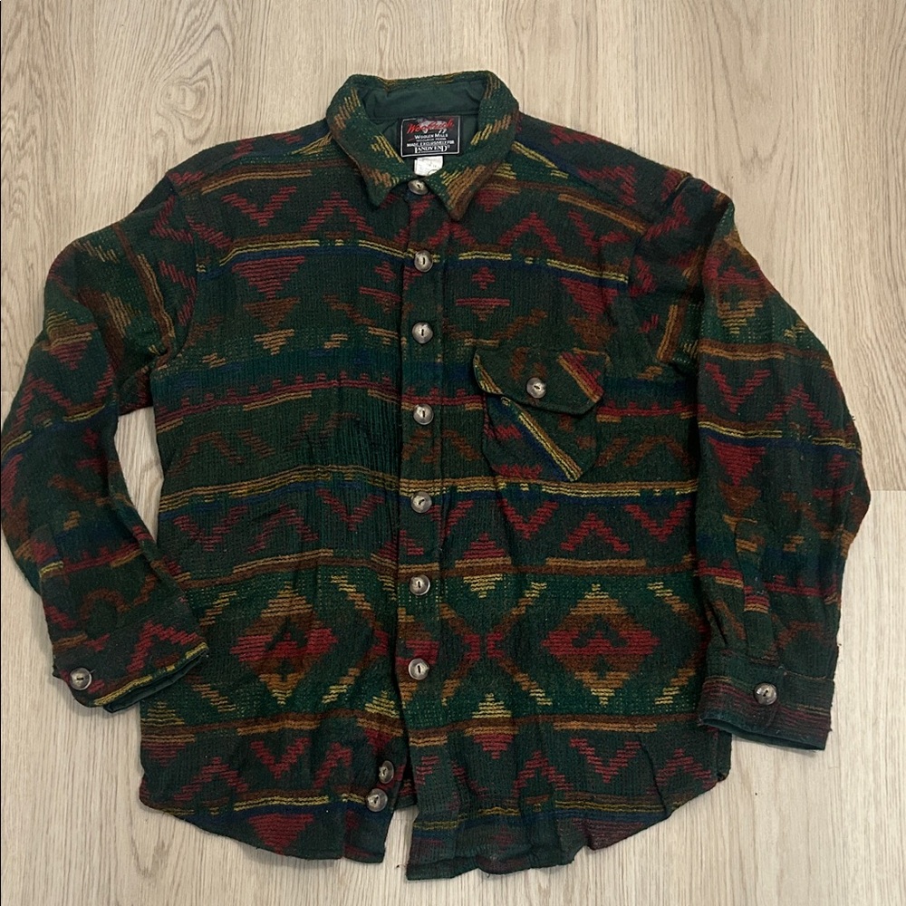 Vintage Woolrich by Land’s End Multicolor Wool button down Shirt size L